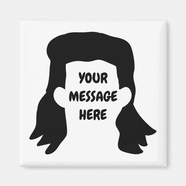Personlig Message Funny Mullet Illustration Magnet (Framsidan)