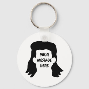 Personlig Message Funny Mullet Illustration Nyckelring