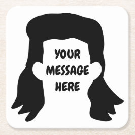 Personlig Message Funny Mullet Illustration Underlägg Papper Kvadrat