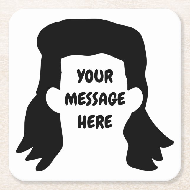 Personlig Message Funny Mullet Illustration Underlägg Papper Kvadrat (Framsidan)