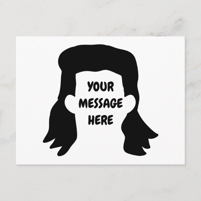 Personlig Message Funny Mullet Illustration Vykort (Framsida)