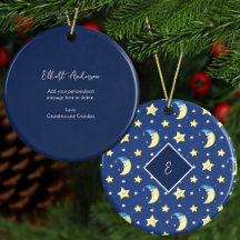 Personlig Message Måne och Stars Blue jul