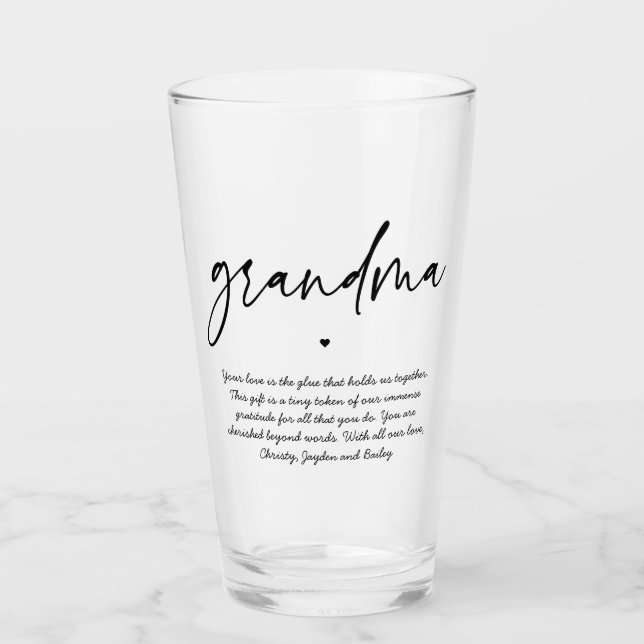 Personlig Message to Grandma Elegant Typography Glaskopp (Framsida)