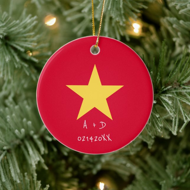 Personlig Message Vietnam Flagga Julafton Ornament (Träd)
