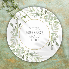 Personlig Message Watercolor Greenery Runt Klistermärke