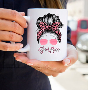 Personlig Messy Bun Girl Chef Coffee Mugg