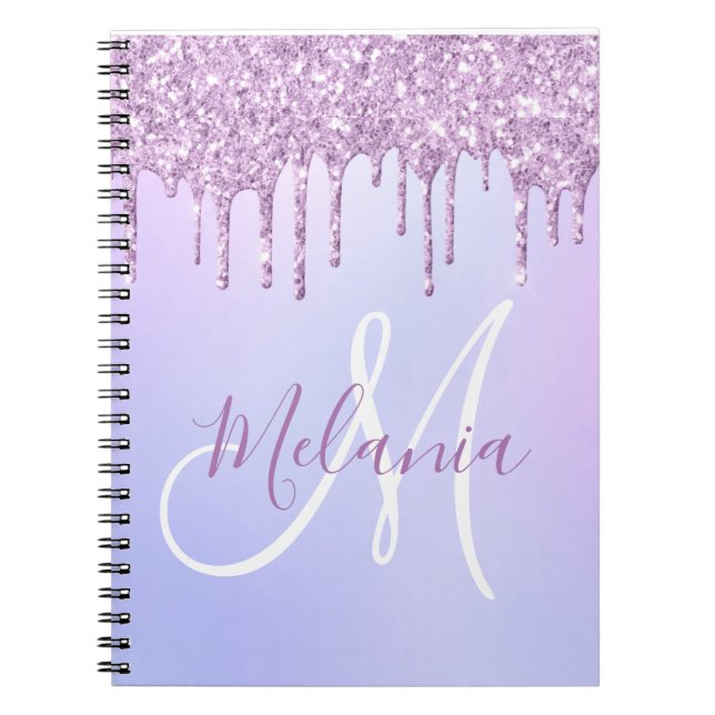 Personlig Metallic Lila Drip Lavender Pour Anteckningsbok (Framsidan)