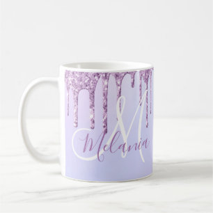 Personlig Metallic Lila Drip Lavender Pour Kaffemugg