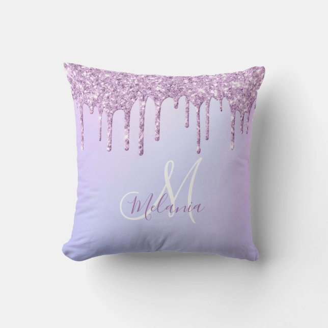 Personlig Metallic Lila Drip Lavender Pour Kudde (Framsida)