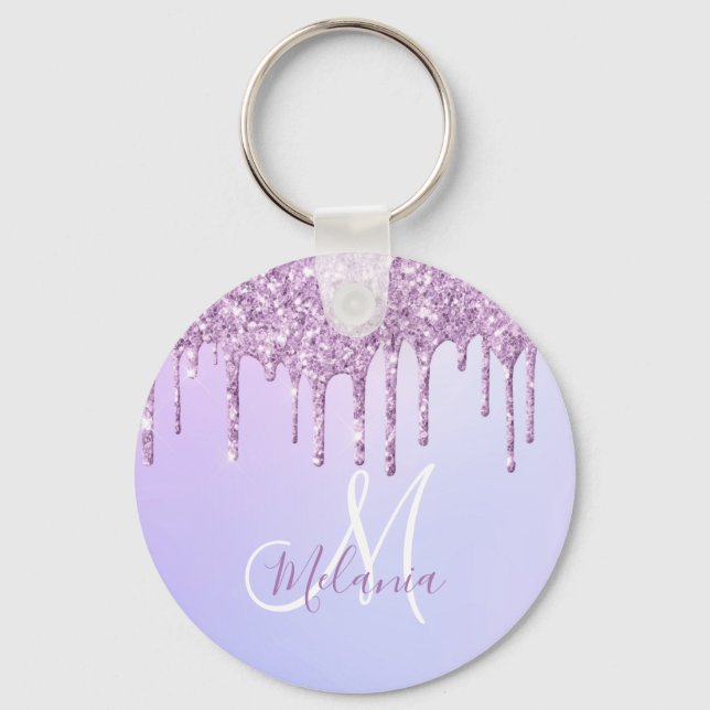 Personlig Metallic Lila Drip Lavender Pour Nyckelring (Framsida)