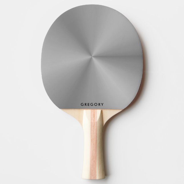 Personlig, metalliskt grått struktur monogram pingisracket (Framsidan)