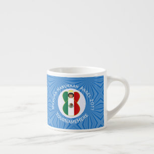Personlig mexikansk ängel Hanukkah-flagga Espressomugg