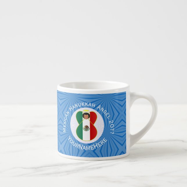 Personlig mexikansk ängel Hanukkah-flagga  Espressomugg (Höger)