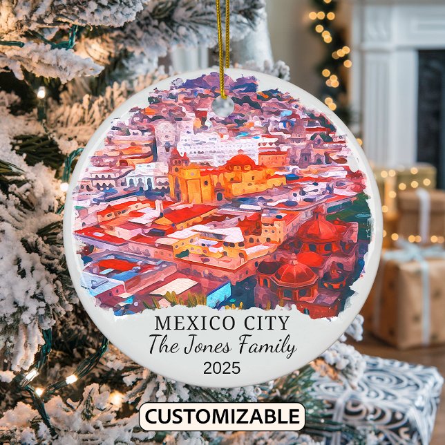 Personlig Mexiko City Ornament, Mexiko Julgransprydnad Keramik (Skapare uppladdad)