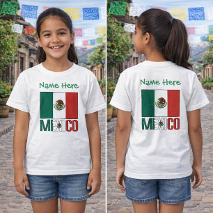Personlig Mexiko Flagga Namn Design Flickor T Shirt