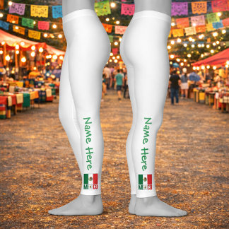 Personlig Mexiko Flagga Namn Design Leggings