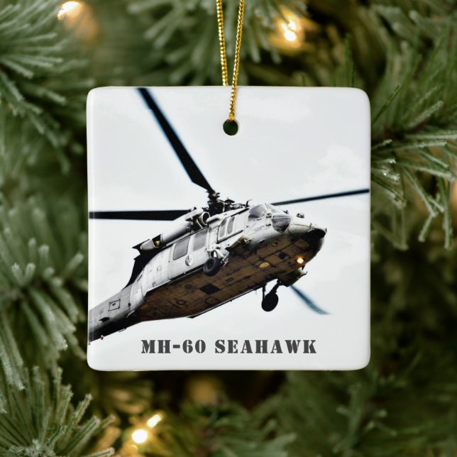 Personlig MH-60 Seahawk militär helikopter Julgransprydnad Keramik (Träd)