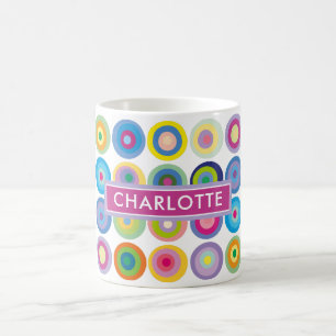 Personlig Mid Century Färgglad Cirklar Mönster Kaffemugg