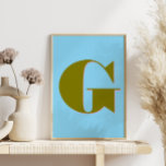 Personlig Mid Century Retro Brev Initial Blue Poster<br><div class="desc">Förvandla ditt utrymme med en aning charm från mitten av århundradet! Det här anpassadet är brev-utskriften som är perfekten för att lägga till ett platt av färg och personlig i ditt hem. Oavsett om du utformar en gallerivägg för trendiget, dekorerar ett sovrum eller söker efter en unik gåva, erbjuder den...</div>