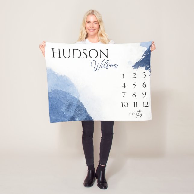 Personlig Milestone Blanket Pojke Blanket Fleecefilt (På plats)