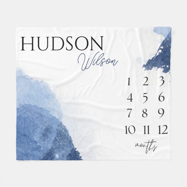 Personlig Milestone Blanket Pojke Blanket Fleecefilt (Framsidan (Horisontell))