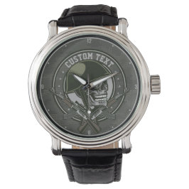 Personlig Militär Camo Soldier Skull och Guns Armbandsur