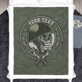 Personlig Militär Camo Soldier Skull och Guns Fleecefilt
