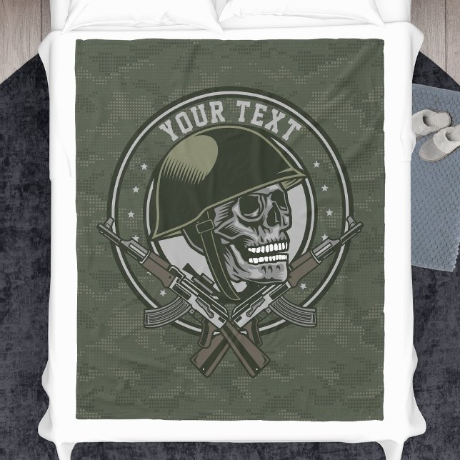 Personlig Militär Camo Soldier Skull och Guns Fleecefilt (Skapare uppladdad)