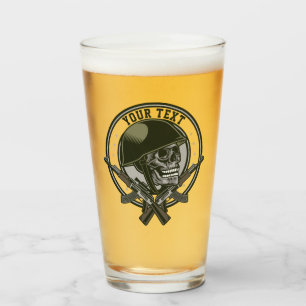 Personlig Militär Camo Soldier Skull och Guns Glaskopp