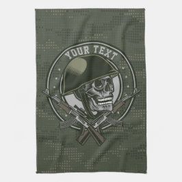 Personlig Militär Camo Soldier Skull och Guns Kökshandduk