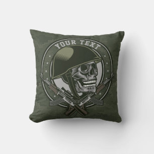 Personlig Militär Camo Soldier Skull och Guns Kudde