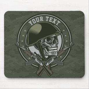Personlig Militär Camo Soldier Skull och Guns Musmatta
