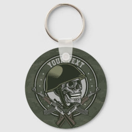 Personlig Militär Camo Soldier Skull och Guns Nyckelring