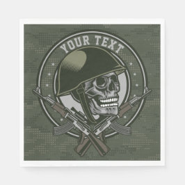 Personlig Militär Camo Soldier Skull och Guns Pappersservett
