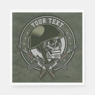 Personlig Militär Camo Soldier Skull och Guns Pappersservett