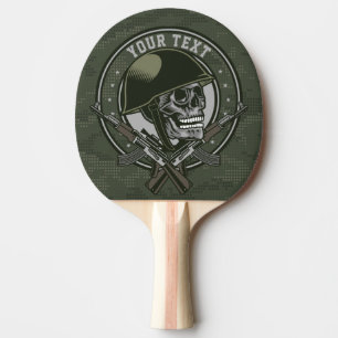 Personlig Militär Camo Soldier Skull och Guns Pingisracket