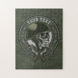 Personlig Militär Camo Soldier Skull och Guns Pussel