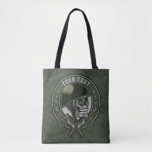 Personlig Militär Camo Soldier Skull och Guns Tygkasse