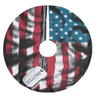 Personlig Militär Soldat Hundbrickor USA flagga Julgransmatta Borstad Polyester