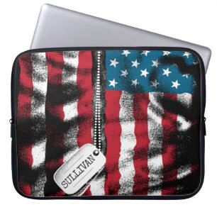 Personlig Militär Soldat Hundbrickor USA flagga Laptop Fodral