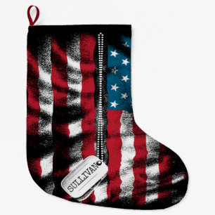 Personlig Militär Soldat Hundbrickor USA flagga Stor Julstrumpa