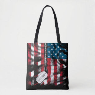 Personlig Militär Soldat Hundbrickor USA flagga Tygkasse