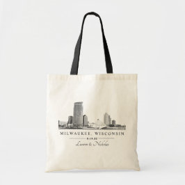 Personlig Milwaukee Skyline Bröllop Välkommen Tygkasse