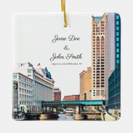 Personlig Milwaukee Skyline Ceramic Ornament