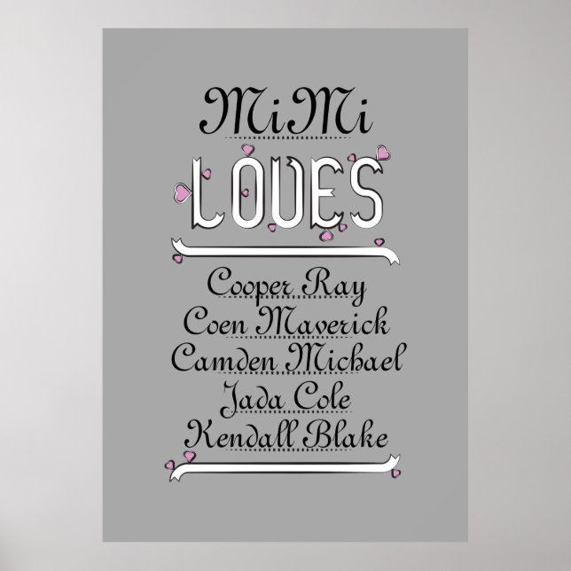 Personlig Mimi Kärlek Hennes Grands Poster (Framsidan)