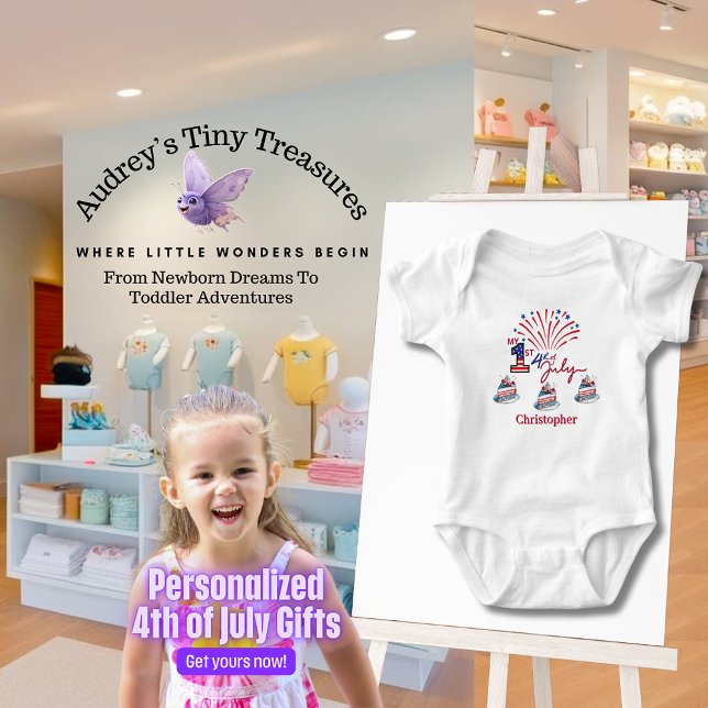 Personlig Min 1:e 4:e juli Baby Bodykostym T Shirt (Skapare uppladdad)