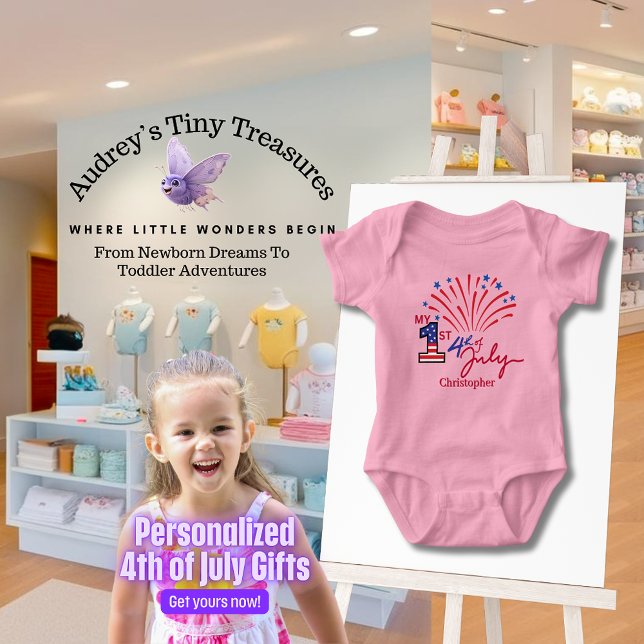 Personlig Min 1:e 4:e juli Baby Bodykostym T Shirt (Skapare uppladdad)