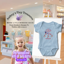 Personlig Min 1:e 4:e juli Baby Bodykostym T Shirt