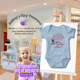 Personlig Min 1:e 4:e juli Baby Bodykostym T Shirt