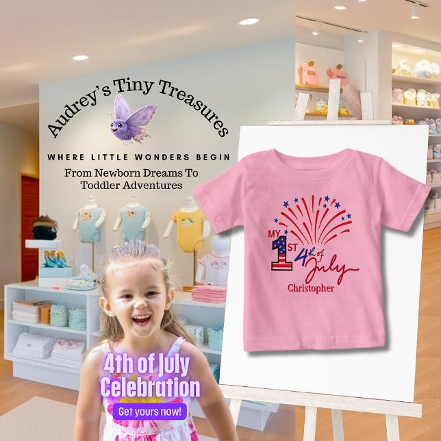 Personlig Min första 4 juli Baby T-Shirt (Skapare uppladdad)